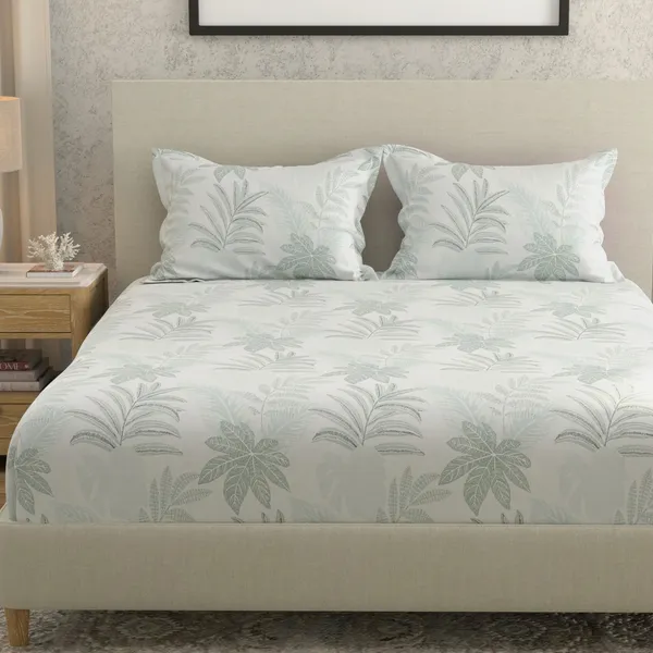 144_TC_Double_Bedsheet_Cotton_with_2_Pillow_Covers_|_Mosy_Sage,_Olive_Sage_&_Pale_Sage