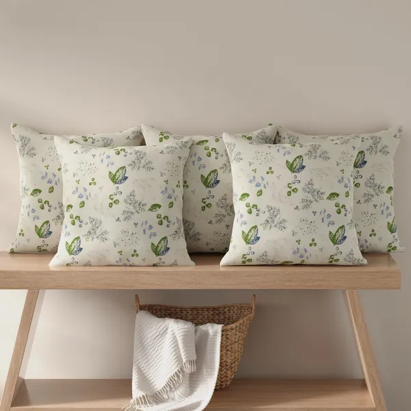 Huesland_Premium_Cotton_Cushion_Cover_Set_of_5(12x12)_-_Green_Leaf_Floral