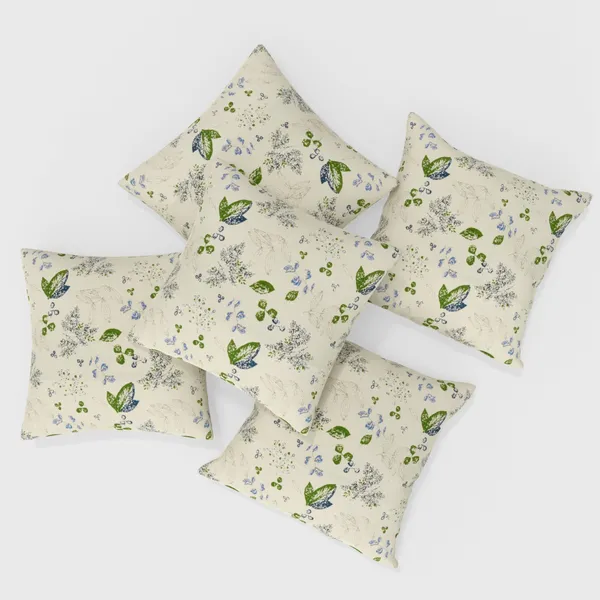 Huesland_Premium_Cotton_Cushion_Cover_Set_of_5(12x12)_-_Green_Leaf_Floral