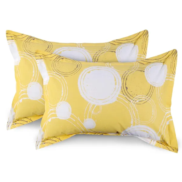 144_TC_Cotton_Bedsheet_for_Double_Bed_with_2_Pillow_Covers_|_Yellow_&_Off_White_|_Sphere