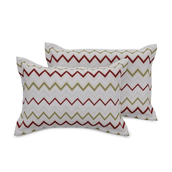 144_TC_Cotton_Bedsheets_for_King_Size_Bed_with_2_Pillow_Covers_|_White,_Red_&_Green