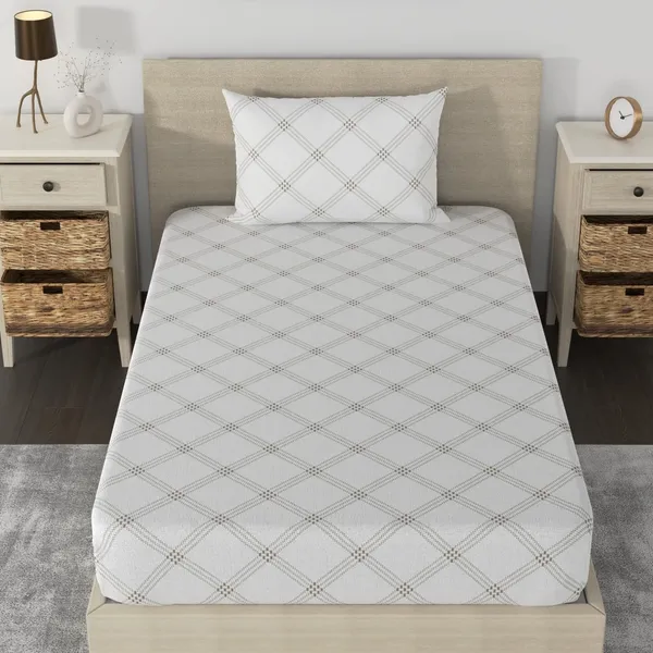 210_TC_Fitted_Cotton_Bedsheet_Single_Bed_with_1_Pillow_Cover_|_36x78_inches_|_White_(Brandon_Beige_Pattern)