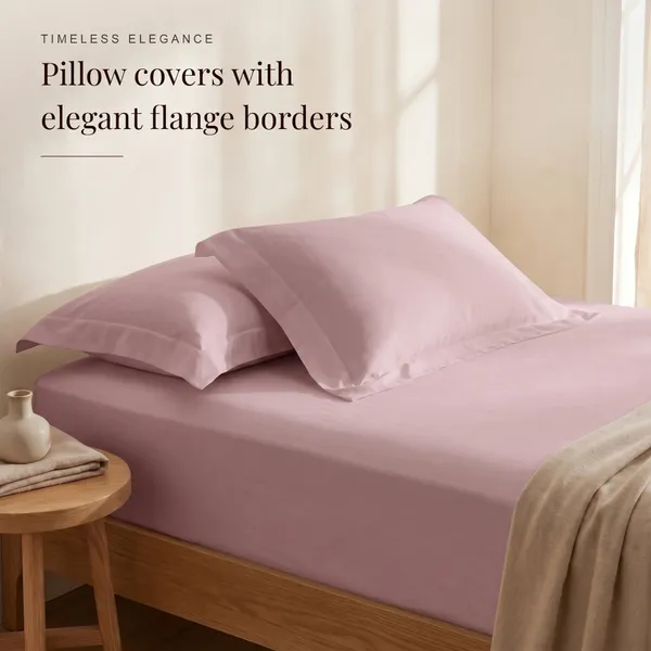 300_TC_Premium_100%_Pure_Cotton_Luxe_Soft_Touch_Fitted_Double_Size_Bedsheet_with_2_Pillow_Covers_|_Cameo_Pink_|_60_x_78_Inches
