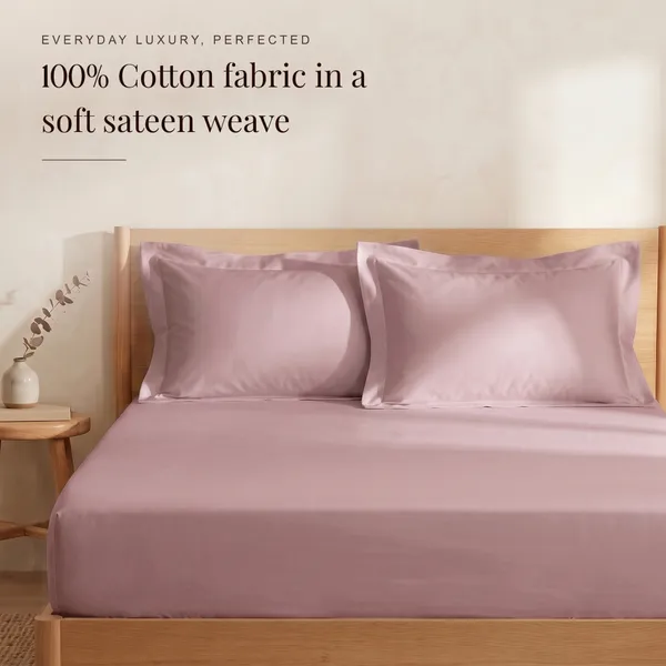 300_TC_Premium_100%_Pure_Cotton_Luxe_Soft_Touch_Fitted_Double_Size_Bedsheet_with_2_Pillow_Covers_|_Cameo_Pink_|_60_x_78_Inches
