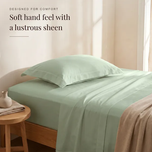 300_TC_Premium_Cotton_Sateen_Weave_Single_Bedsheet_Set_with_1_Pillow_Cover_|_Misty_Jade_|88_x_55_Inches