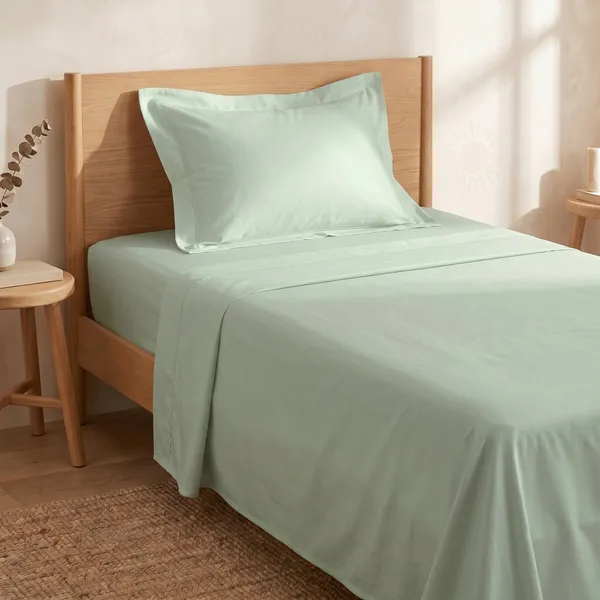 300_TC_Premium_Cotton_Sateen_Weave_Single_Bedsheet_Set_with_1_Pillow_Cover_|_Misty_Jade_|88_x_55_Inches
