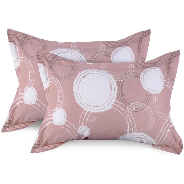 144_TC_King_Size_Bedsheet_Cotton_with_2_Pillow_Covers_|_Sphere_|_Pastel_Peach_&_Off_White_|_108_x_108_inches