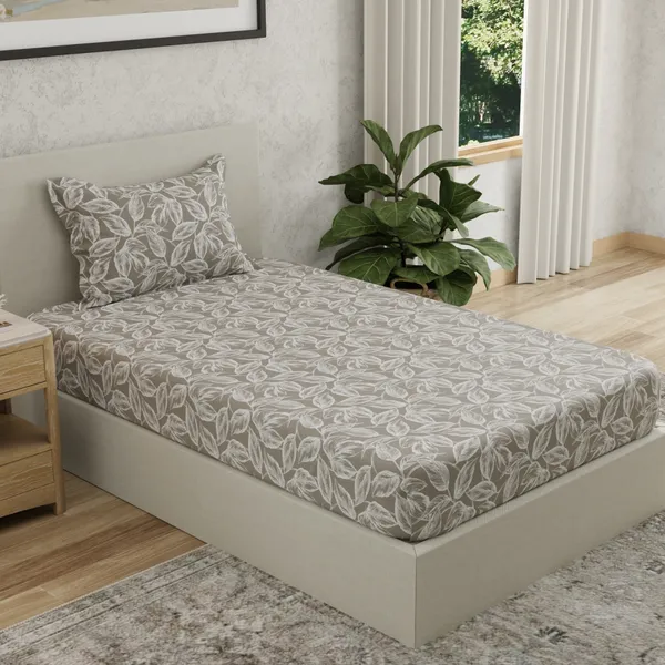 144_TC_Bedsheet_for_Single_Bed_with_1_Pillow_Cover_|_Antique_Pewter_&_White