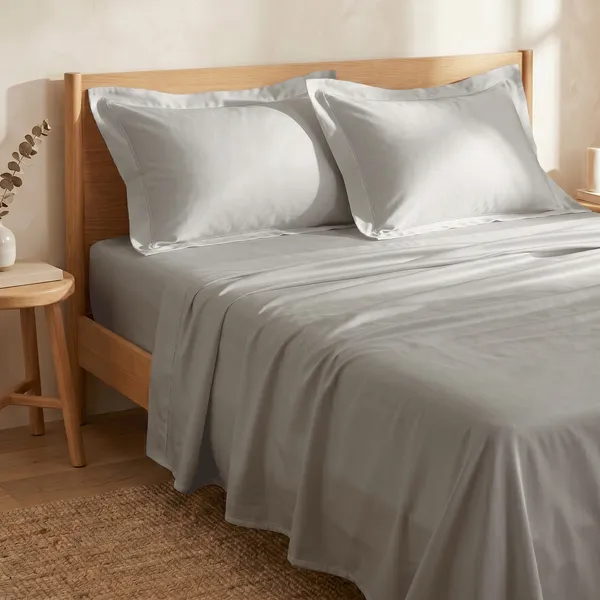 300_TC_Premium_Cotton_Sateen_Weave_Double_Bedsheet_Set_with_2_Pillow_Covers_|_Glacier_Grey_|88_x_100Inches