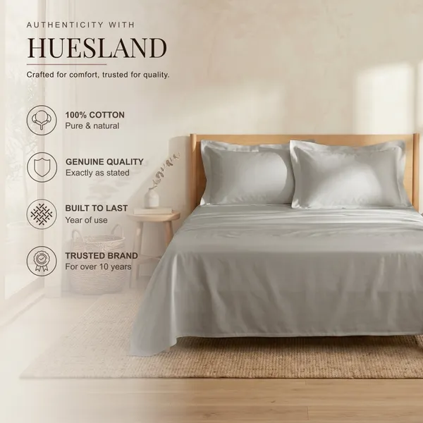 300_TC_Premium_Cotton_Sateen_Weave_Double_Bedsheet_Set_with_2_Pillow_Covers_|_Glacier_Grey_|88_x_100Inches
