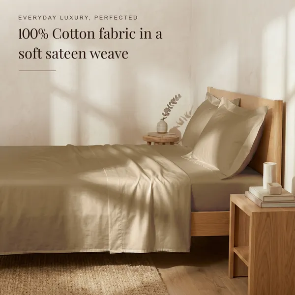 300_TC_Premium_Cotton_Sateen_Weave_Double_Bedsheet_Set_with_2_Pillow_Covers_|_Sand_Dune_|88_x_100Inches