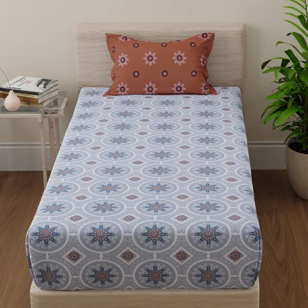144_TC_Single_Bedsheet_Cotton_with_1_Pillow_Cover_|_Mandala_|_Brown_&_Grey