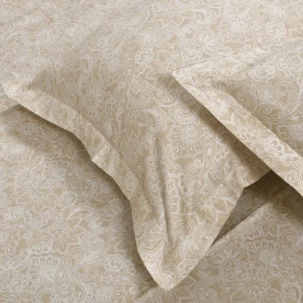 210_TC_Cotton_Bed_Sheets_for_Double_Set_Bed_with_2_Pillow_Covers_|_Heritage_Paisley_|_Warm_Sand_&_White