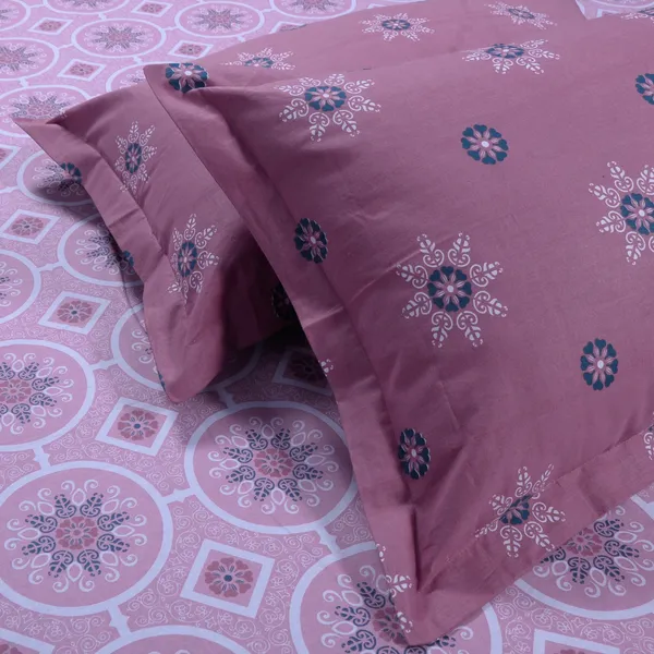 144_TC_Cotton_Bedsheets_for_Double_Bed_with_2_Pillow_Covers_|_Mandala_|_Pink_&_Magenta