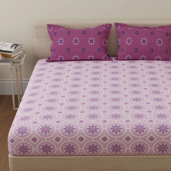 144_TC_Cotton_Bedsheets_for_King_Size_Bed_with_2_Pillow_Covers_|_Mandala_|_108x108_inches_|_Pink_&_Magenta