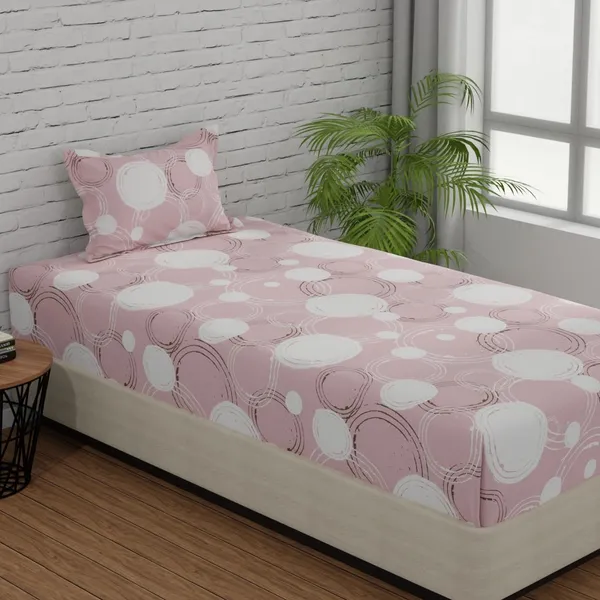 144_TC_Bedsheet_for_Single_Bed_with_1_Pillow_Cover_|_Pastel_Peach_&_Off_White_|_Sphere