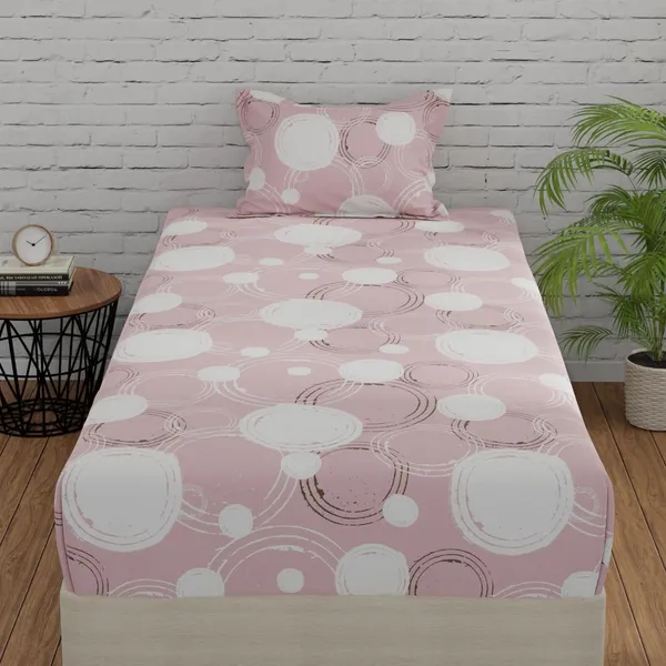 144_TC_Bedsheet_for_Single_Bed_with_1_Pillow_Cover_|_Pastel_Peach_&_Off_White_|_Sphere