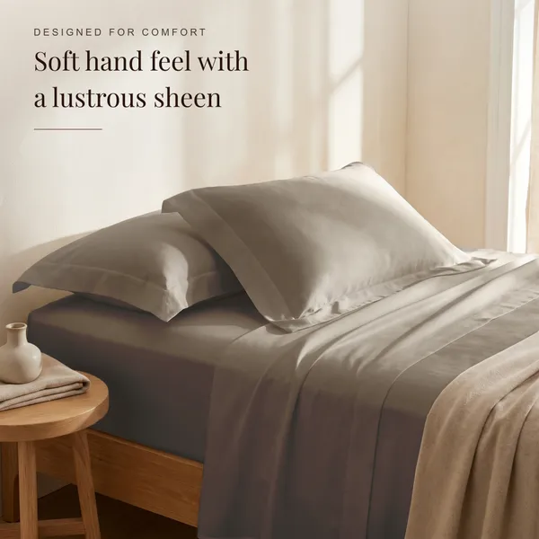 300_TC_Premium_Cotton_Sateen_Weave_King_Bedsheet_Set_with_2_Pillow_Covers_|_Dessert_Taupe_|108_x_108_Inches