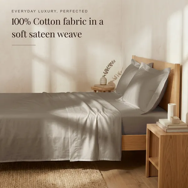 300_TC_Premium_Cotton_Sateen_Weave_King_Bedsheet_Set_with_2_Pillow_Covers_|_Dessert_Taupe_|108_x_108_Inches