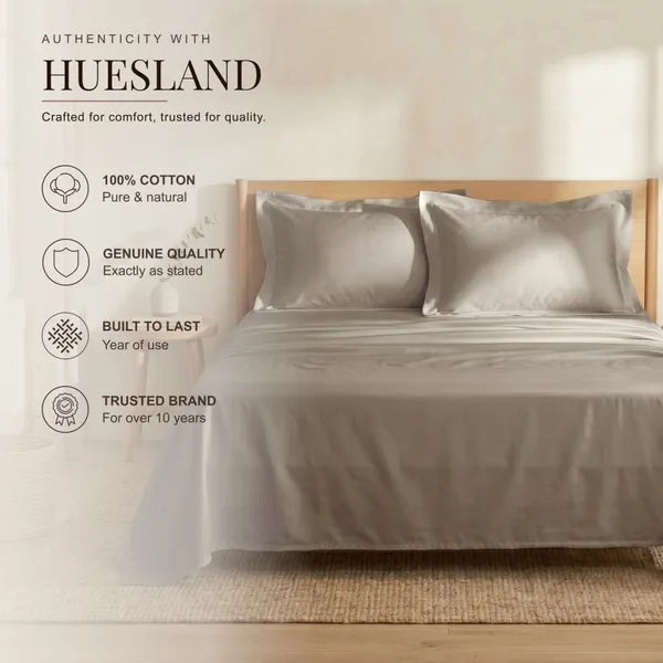 300_TC_Premium_Cotton_Sateen_Weave_King_Bedsheet_Set_with_2_Pillow_Covers_|_Dessert_Taupe_|108_x_108_Inches