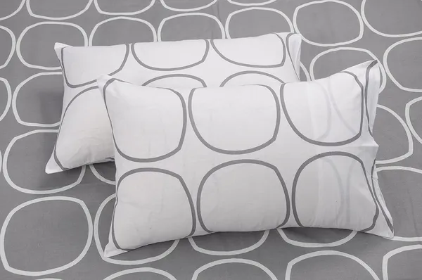 144_TC_Fitted_Double_Bedsheet_Cotton_with_2_Pillow_Covers_-_Color_|_5ft_x_6.5ft_|_Grey_&_White