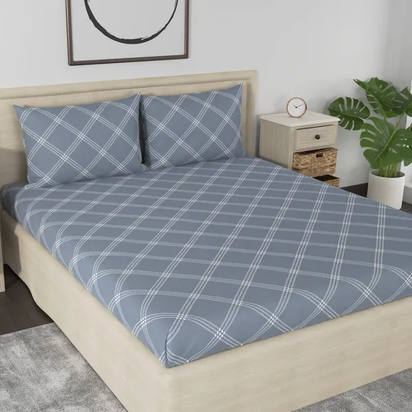 210_TC_Cotton_Elastic_Fitted_Bedsheets_King_Size_with_2_Pillow_Covers_|_72_x_78_inches_|_Grey