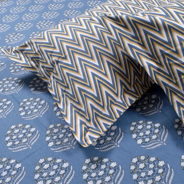 144_TC_Double_Bedsheet_Cotton_with_2_Pillow_Covers_|_Blue_&_White
