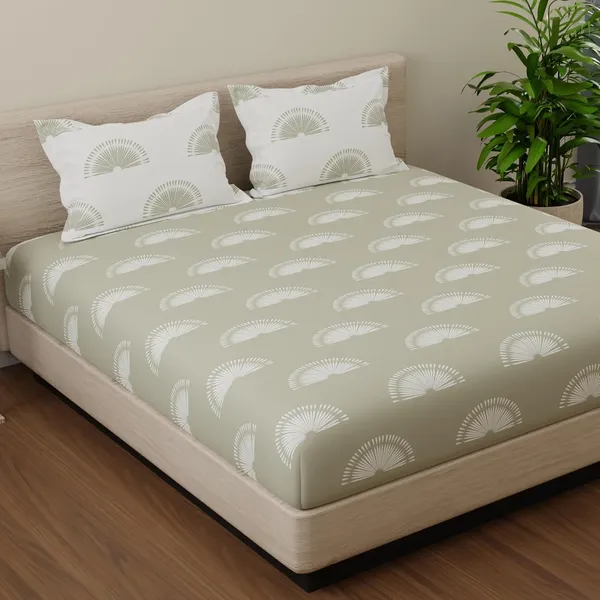 144_TC_King_Size_Bedsheet_Cotton_with_2_Pillow_Covers_|_Sunrise_|_108_x_108_inches
