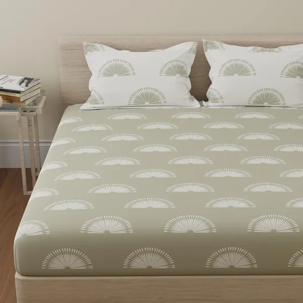 144_TC_King_Size_Bedsheet_Cotton_with_2_Pillow_Covers_|_Sunrise_|_108_x_108_inches
