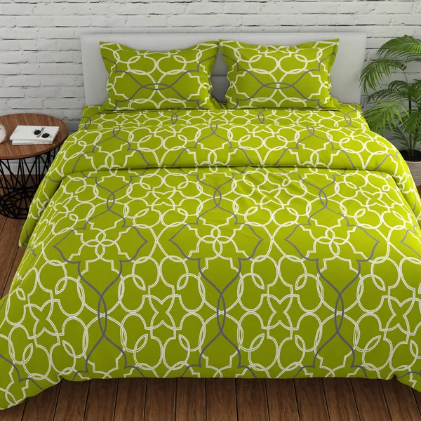 144_TC_Cotton_Bedsheets_for_Double_Bed_with_2_Pillow_Covers_|_Almond_&_Brown_|_Mosiac