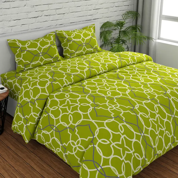 144_TC_Cotton_Bedsheets_for_Double_Bed_with_2_Pillow_Covers_|_Almond_&_Brown_|_Mosiac