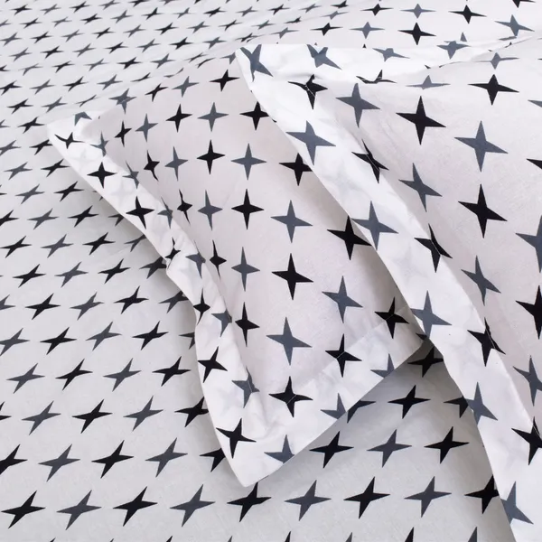 144_TC_Geometric_Cotton_Bedsheet_for_Queen_Size_Bed_with_2_Pillow_Covers_-_White,_Grey