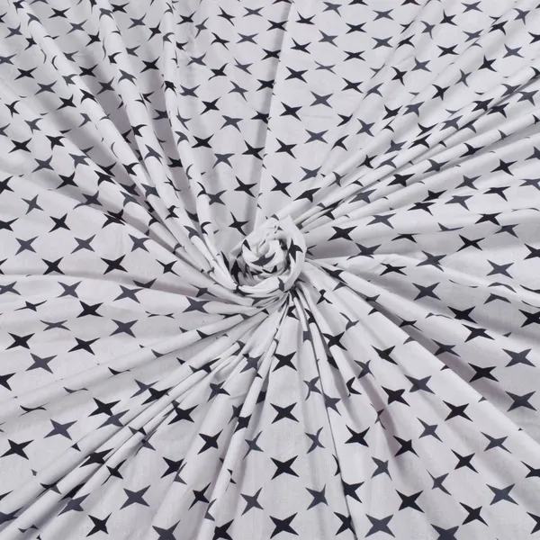 144_TC_Geometric_Cotton_Bedsheet_for_Queen_Size_Bed_with_2_Pillow_Covers_-_White,_Grey