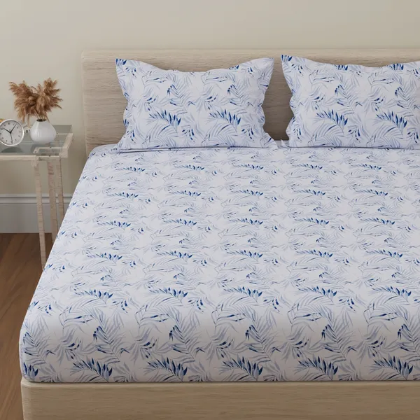 144_TC_Geometric_King_Size_Bedsheet_Cotton_with_2_Pillow_Covers_|_108_x_108_inches_|_Blue_Nova_&_White