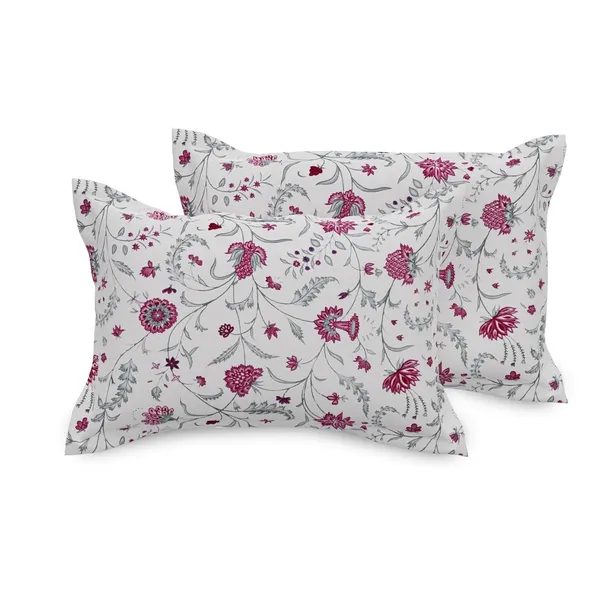 144_TC_Cotton_Bedsheets_for_King_Size_Bed_with_2_Pillow_Covers_|_White,_Pink_&_Green