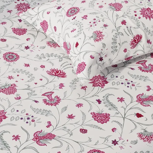 144_TC_Cotton_Bedsheets_for_King_Size_Bed_with_2_Pillow_Covers_|_White,_Pink_&_Green