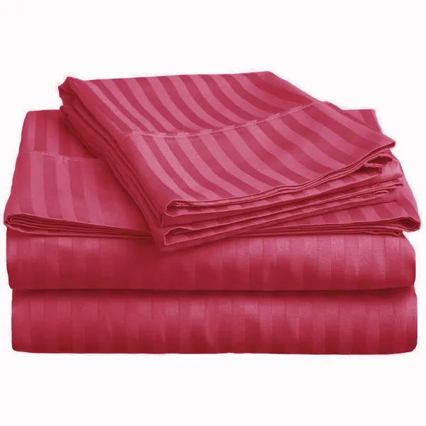 220_TC_Single_Bed_Sheet_with_1_Pillow_Cover_Striped_Cotton_Sateen_Collection_�_60_x_90_inches,_Tomato_Red