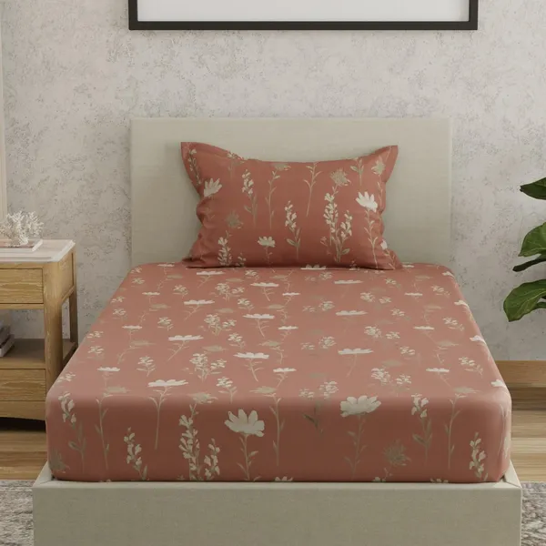 144_TC_Cotton_Elastic_Fitted_Bedsheet_for_Single_Bed_with_1_Pillow_Cover_|_36_x_78_inches_|_Rust,_White_&_Grey