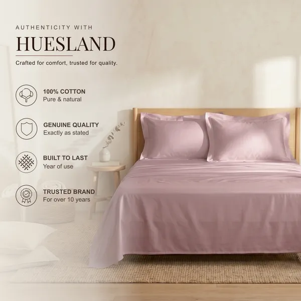 300_TC_Premium_Cotton_Sateen_Weave_King_Bedsheet_Set_with_2_Pillow_Covers_|_Cameo_Pink_|108_x_108_Inches
