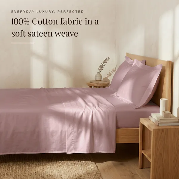 300_TC_Premium_Cotton_Sateen_Weave_King_Bedsheet_Set_with_2_Pillow_Covers_|_Cameo_Pink_|108_x_108_Inches