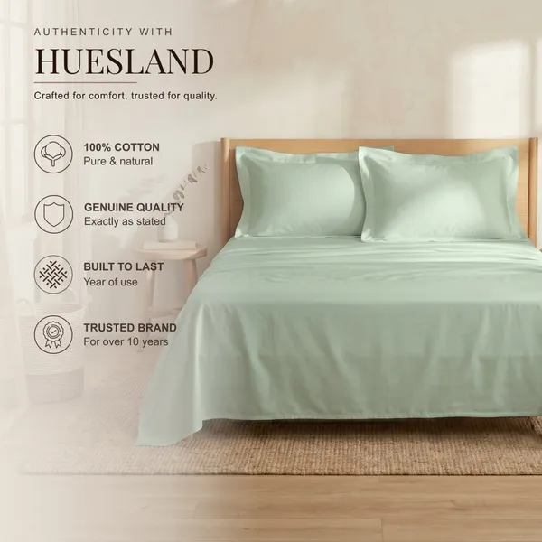 300_TC_Premium_Cotton_Sateen_Weave_Double_Bedsheet_Set_with_2_Pillow_Covers_|_Misty_Jade_|88_x_100Inches