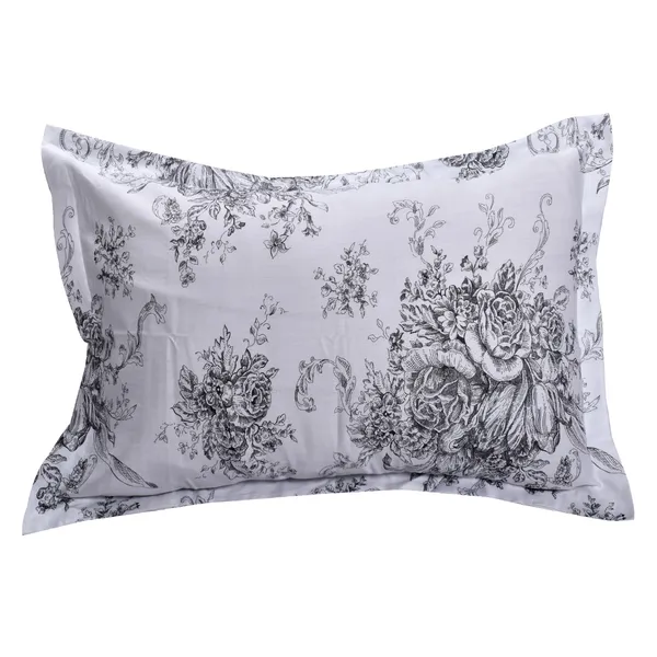210_TC_Cotton_Bedsheet_Single_Bed_with_1_Pillow_Cover_-_White_&_Black