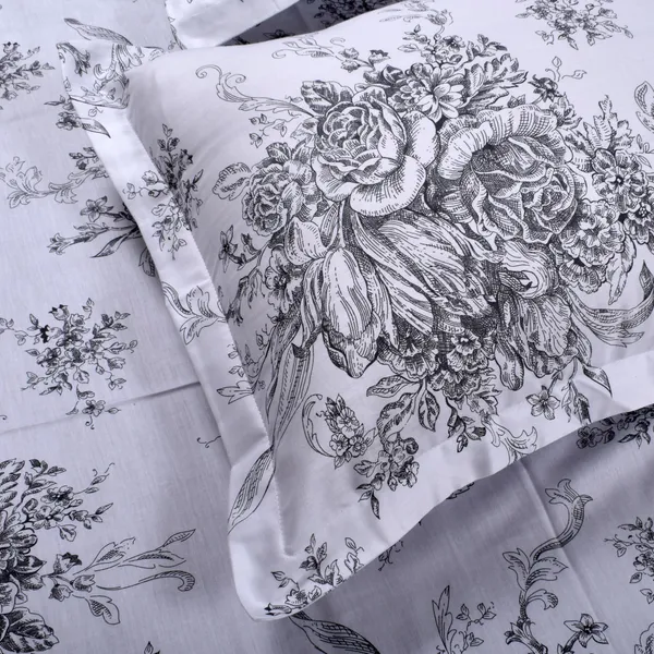 210_TC_Cotton_Bedsheet_Single_Bed_with_1_Pillow_Cover_-_White_&_Black