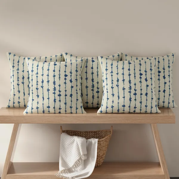Huesland_Premium_Cotton_Cushion_Cover_Set_of_5_|_Blue_Vertical_Stripes