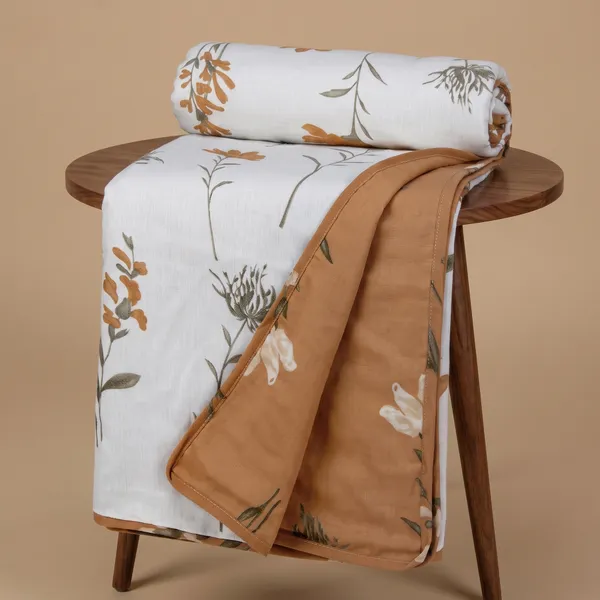 Cotton_Reversible_Single_Dohar,_Lightweight_AC_Blanket_for_All_Weather_Use_|_Floral_-_Tangerine_Orange_&_White