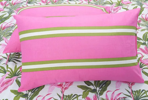 144_TC_Fitted_Cotton_Bedsheet_Single_Bed_with_1_Pillow_Cover_|_36x78_inches_|_Flamingo_&_Stripes_-_Pink_&_Green