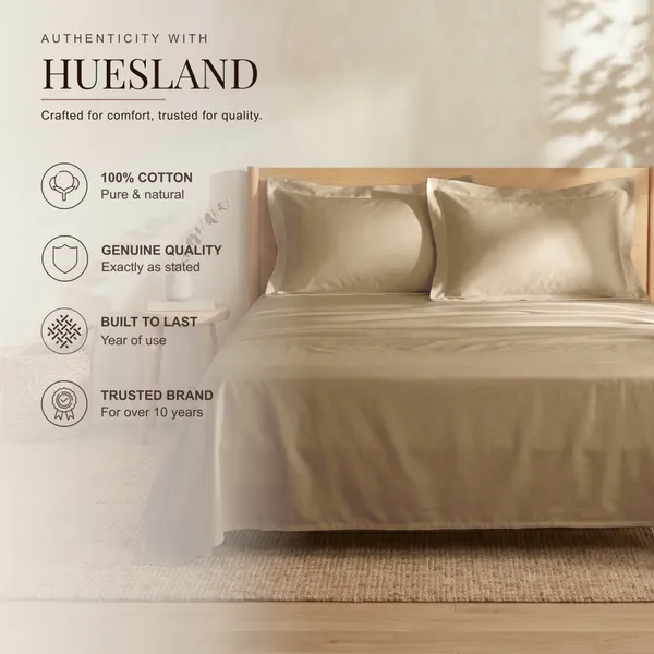300_TC_Premium_Cotton_Sateen_Weave_King_Bedsheet_Set_with_2_Pillow_Covers_|_Sand_Dune_|108_x_108_Inches