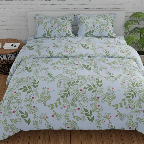 144_TC_Cotton_Bedsheet_for_Double_Bed_with_2_Pillow_Covers_|_White_&_Green_|_Botanical_Bliss