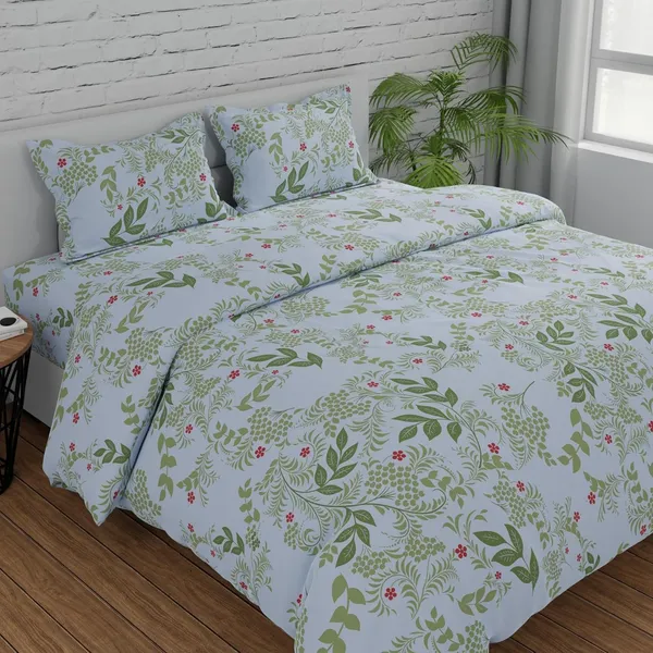 144_TC_Cotton_Bedsheet_for_Double_Bed_with_2_Pillow_Covers_|_White_&_Green_|_Botanical_Bliss