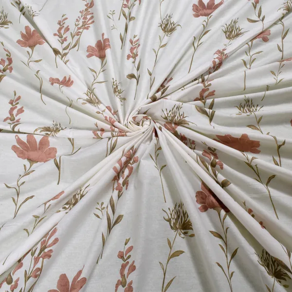144_TC_Bedsheet_for_Single_Bed_with_1_Pillow_Cover_|_White,_Rust_&_Grey